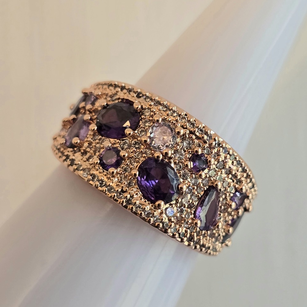 Bomb Party RG25528 Sz 8 RARE UNICORN Scandalously Colorful Amethyst CZ Rose Gold